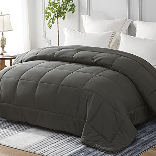 Yebeda 4 Jahreszeiten Bettdecke in 220x240 cm Dunkelgrau, Atmungsaktive und Weiche Ganzjahres Steppdecke Schlafdecke