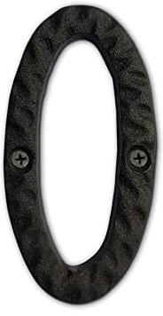 House Address Numbers 4 Inch Height - Cast Iron House Number - Rustproof Black Finish - Number 0