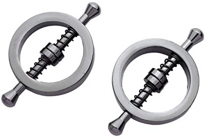 Aislor 2Pcs Adulte Faux Non-Piercing Boucle de Téton Mamelon Anneaux Acier Bijoux de Corps Vis Ronde Barbell Bouclier Argenté Taille unique