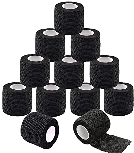 Tattoo Grip Cover Wrap – TONBAO 12 Stück 5 cm x 4,5 m Tattoo Grip Tape Wrap, elastische Bandage Wrap für Tattoo Maschine Grip Tube Zubehör, Sportband