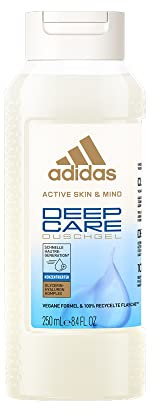 Adidas - Active Skin & Mind - Gel Douche Deep Care Mixte - Formule Clean & Vegan et Flacon recyclé - 250 ML