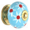 Rasiya Art Dresser Knobs for Cabinets and Drawers - Handmade Ceramic Kitchen Cupboard Wardrobe Pull Handle Countryside Boho Decor Furniture Hardware - Sky Blue Star - Pack of 4