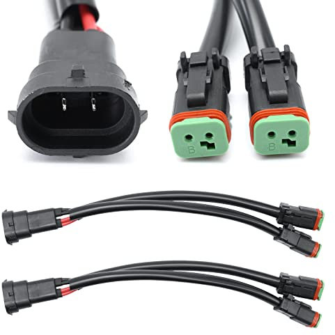 2 x Y-förmige Doppelausgänge H8 H9 H11 auf Deutsch DT DTP DT06-2S Splitter-Adapter, Steckverbinder, Kabelbaum für LED-Arbeitsleuchte, Lichtleiste, Pod-Lichter, Nebelscheinwerfer