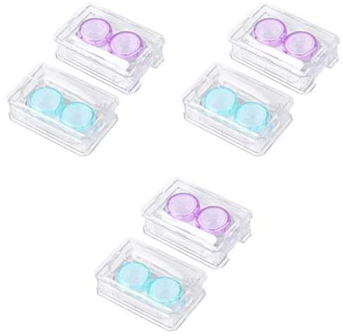 DOITOOL Purple Contacts 6 pcs Blue Travel Holder Girls Changing Women Eye Applicator Lens and Soak Left Case Kit Blue+Purple Tweezers Eyes Home Cases Storage Container Trip