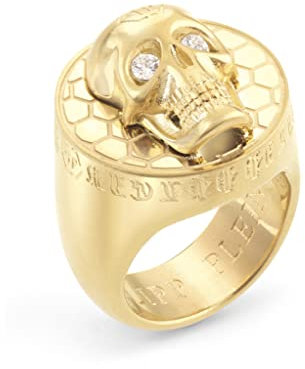 Philipp Plein Herren Ring Edelstahl IP Gold 3D Skull PJ8AA26R, Ringgröße:60 (19.1 mm Ø)