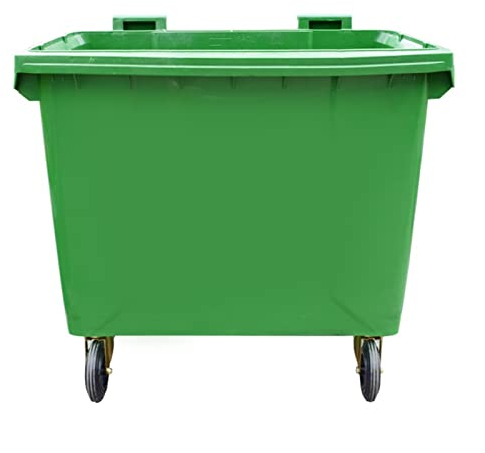 Contenedor de residuos 660L Bote de basura al aire libre con ruedas universales Basura de gran capacidad PUEDE CON TAPA ESPLEADA PLÁSTICO DE PLÁSTICO TRAILER PUEDE PUEDE, GREEN Cubos de basura ( Size