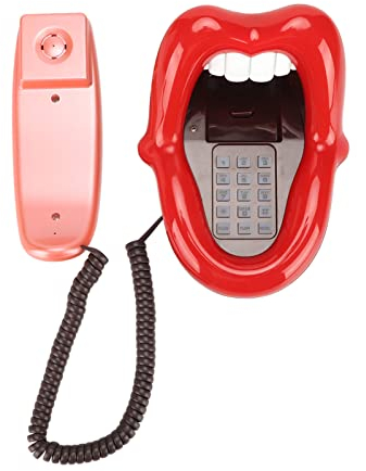 Großes Festnetztelefon in Zungenform, Speicherung von Support-Nummern, Wählpause, Schnurgebundenes Telefon, Niedliches Großes Rotes Festnetztelefon für Heim- und Bürodekoration