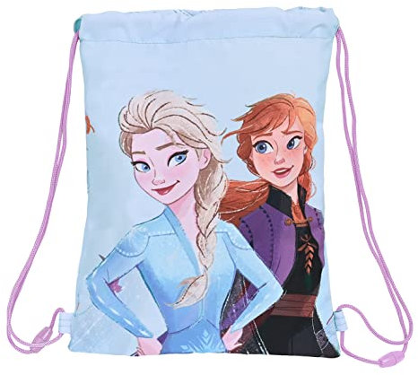 SAFTA FROZEN - Zaino a sacco piatto Junior, ideale per bambini di diverse età, comodo e versatile, qualità e resistenza, 26 x 34 cm, colore lilla, viola, Estándar, Casual
