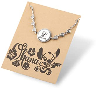 KEYCHIN OHANA Armband mit Karte, Filmfans Geschenke, Hawaiianische Reise, inspirierter Schmuck, L, Metall, Kupfer, Edelstahl, Large, Edelstahl, Edelstahl
