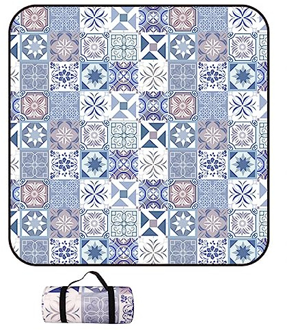 EUPXRHY Picknickdecke Wasserdicht 300x300/200x200cm, Tragbare Stranddecke XXL Picknickdecke Waschbar & Isoliert, Picknickdecke Alubeschichtet für Camping, Picknick, Wandern, BBQ