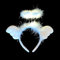 BF Souvenirs LED Plüsch Haarreif ENGEL blinkend Leuchtend in 2 Varianten Heiligenschein Party Angel Junggesellinnen Abschied Hochzeit Karneval Fasching (weiß)