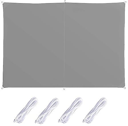 Sun Shade Sail 4.5 x 5 m(14.76 x 16.4ft) Waterproof 98% UV Block Hot Tub Shelter Easy to Install For Outdoor Patio Canopy, Light Grey