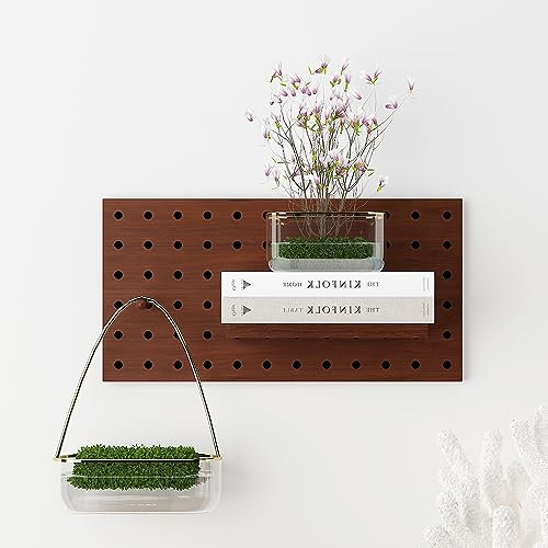 HEYSONG Pegboard Wall Organizer Panels Wooden Pegboard Wall Mount, Hanging for Garage Kitchen Living Room Bathroom Office (Coffee)