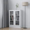 BaraSh Armoire à vitrine Blanc 82,5x30,5x115 cm Aggloméré, Vitrine Salon, Bibliothèque, Meuble de Rangement