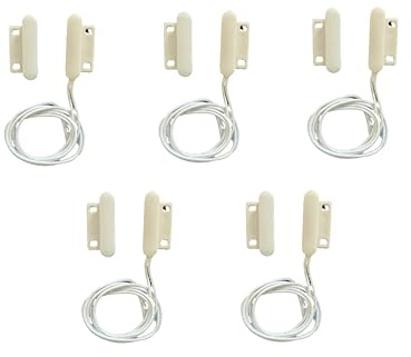 LE Sircut Magnet Door Contact, 5pcs Recessed Wired Security Door contact Sensor Alarm Magnetic Reed Switch, Magnetic Door Sensor, Connect Circuit, Magnet Away - Break Circuit (LEMS-140-5)