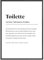 JUNOMI® Poster Toilette Din A3 | Wanddeko, Badezimmer Poster, Definitionsposter, Spruch, Lexikon | Ohne Rahmen