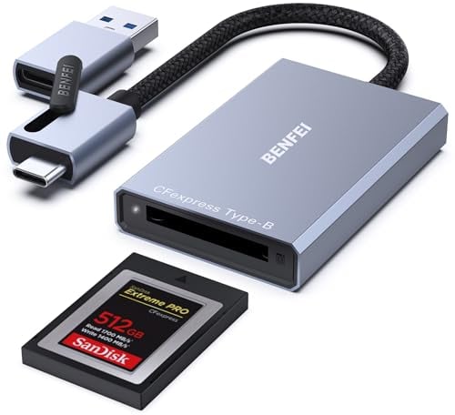 BENFEI CFexpress Card Reader 10Gbps, USB-C/USB-A 2-in-1 Type B CFexpress Adapter Compatible with Windows/Mac/Linux/Android