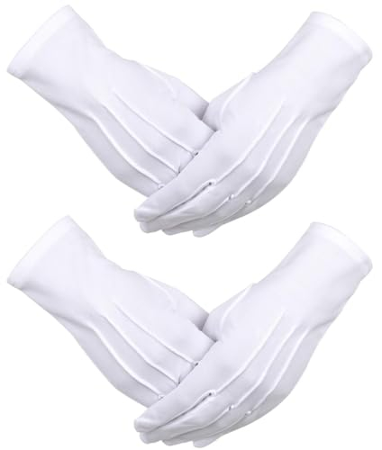 ZKGYUS 2 Paare Handschuhe Etiquette-Handschuhe für Frauen und Herren Weiß Handschuhe, Nylon Handschuhe für Formelle Smokings, Zeremonielle Teamuniformen, Weihnachtsmann