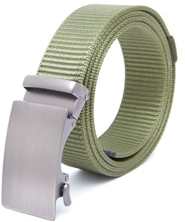 Aliwoman® - Cintura Tela regolabile - Fibbia Automatica in metallo resistente - cintura uomo - cintura tattica - Per Sport e tempo libero - Mod.BeltCo 135cm Verde Militare)