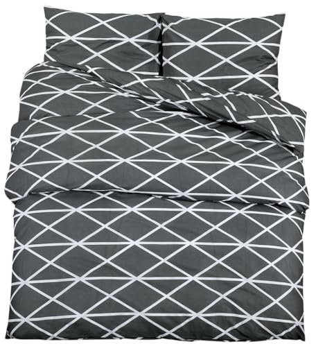 vidaXL Juego de Funda Nórdica Sábana Cama Dormitorio Adorno Dormir Decoración Edredón Habitación Casa Hogar Algodón Gris 200x220 cm