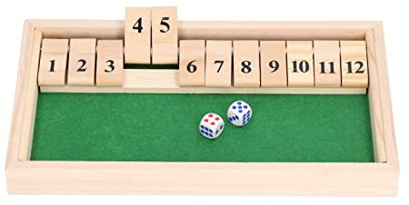 4-Player Shut The Box Wooden Table Game,Würfelspiel 2–4 Spieler,Klassisches Brettspiel Für Erwachsene,Würfelbrettspiel, aus Holz Mit 12 Zahlen,Mach Die Kiste Zu-Spiel,Mach Die Kiste Zu