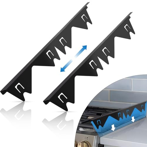 Edelstahl-Herdspaltabdeckungen (2er-Pack), Herdspaltfüller, Herdspaltschutz für Küche, Range Trim Kit, leicht zu reinigen mit hitzebeständig, verstellbare Länge 35,1 cm bis 70,1 cm, Breite 2 cm