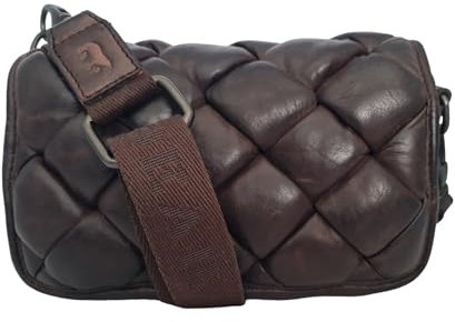 Bear Design Damen Leder Tasche klein, Umhängetasche Nola, Cross Body, Schultertasche klein gesteppt Echtleder braun CL 42889