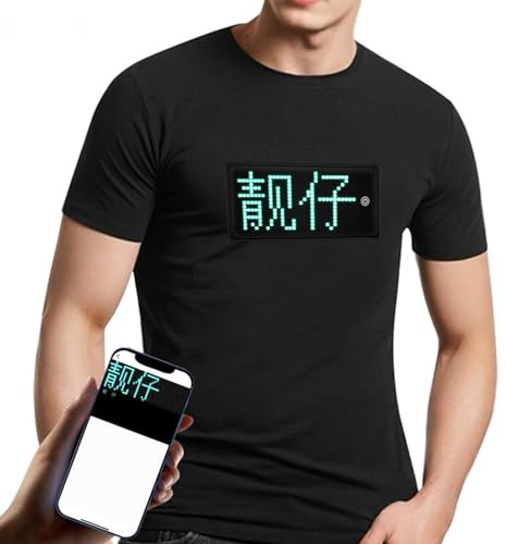 ASHATA Camiseta LED, Pantalla Multicolor Programable para Fiestas, con App para e IOS (L)