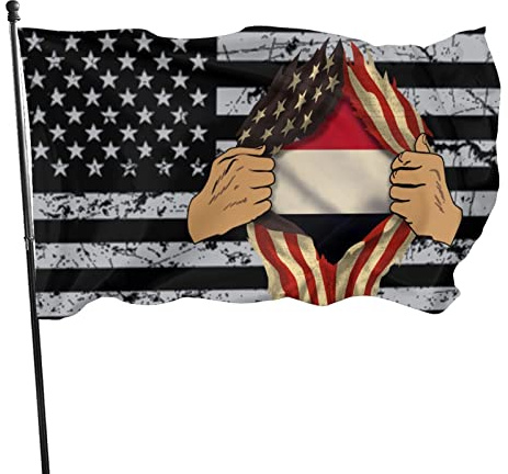 Bandera de Yemen Blood Inside Me Bandera de 3 x 5 pies, color vivo y resistente a la decoloración UV, banderas de pared para exteriores e interiores