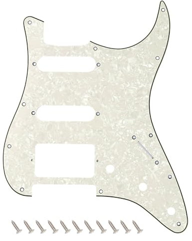 Banworks 4-lagiges Strat HSS Schlagbrett, 11-Loch E-Gitarren-Schlagbrett, SSH Schlagplatte für USA/Mexican Modern Style Standard Stratocaster ST JT/HB-02 Vintage White Pearl