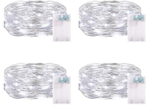 CandLuc Lichterketten Batterie Timer, 3 meter 30 LED Lichterketten Innen Kaltweiß Kupferdraht IP65 Wasserdichte Mini Lichterketten für Weihnachten Halloween Zimmer Garten KrüGe Deko DIY