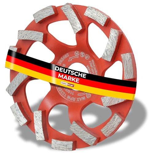 Woltersberger® Diamant Schleiftopf 115 mm x 22,23 mm Schleifteller für Schleifarbeiten mit Beton und harten Baustoffen Granit Naturstein Estrich Putz Marmor