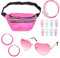 GADITIEK Abbigliamento da donna anni '90 anni '80 a tema, occhiali da sole a cuore, Maiorca, accessori neon, marsupio da donna, festival, accessori da donna, 4 pezzi, Colore: rosa., Taglia unica