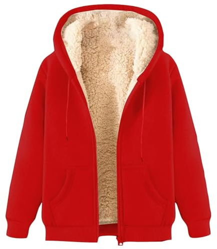ZWDC Damen Sweatjacke Kapuzenjacke Reißverschluss Übergangsjacke | Wärmendes Fleece Futter, Praktische Taschen mit Kapuze, Geeignet für Alltag, Freizeit, Übergang und Kühle Tage