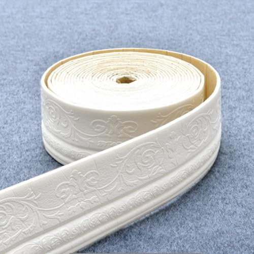 3D-Schaumstoff-Sockelleiste, 10 m x 10 cm, Kantenleiste, Dado-Schienen-Dekoration, für Wohnzimmer, Schlafzimmer, Küche, Zuhause (weiß)