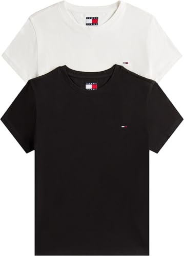 Tommy Jeans Damen 2er Pack T-Shirts Kurzarm mit Rundhalsausschnitt