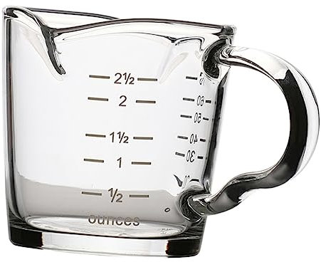 CRILSTYLEO Tazza Da Caffè Espresso Graduata in Vetro Resistente Temperatura Con Beccuccio Misurino Per Caffè Latte e Cocktail 1 Oncia Per Ristoranti e Bar