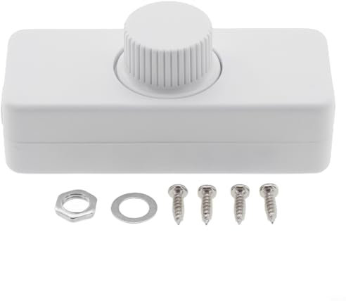 Entgoinggo 220-240V Dimmer Switch, Inline LED Dimmer Switch for Dimmable LED Incandescent Halogen Bulbs for Living Room Bedroom(white)