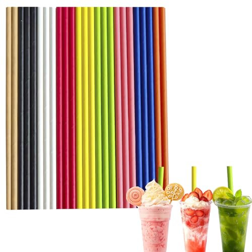 Colored Paper Straws for Craft,100Pcs Biodegradable Disposable Straw,8 Inch 6mm Bore Paper Drinking Straws Coffee Juice Cocktail Straws for Birthday Wedding Baby Shower Party and DIY Decorations