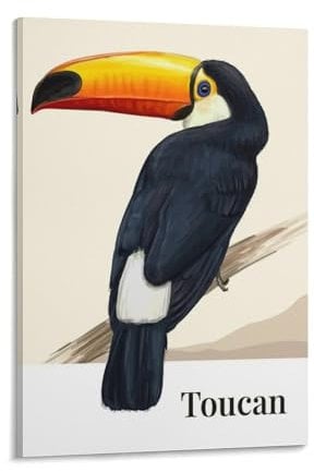 QZFNCOYU Kunstposter mit Tukan, Vogel, Vogel, Leinwand, Poster, Schlafzimmer, Dekoration, Landschaft, Büro, Raumdekoration, Geschenk, 40 x 60 cm