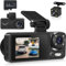 NHOPEEW 3 Kanal Dash Cam vorne und hinten - 1080P Dual Dashcam mit 4 IR LEDs - 2 Zoll IPS Bildschirm mit G-Sensor Schleifenaufzeichnung Weitwinkel Nachtsicht + 64GB SD Karte