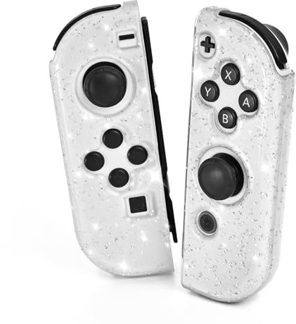 DLseego Housse de protection pour Switch/Switch OLED Controller,Transparence Glitter Soft TPU Switch Joycon Protector Grip Coque Coque,Poignées Gauche et Droite,Clair