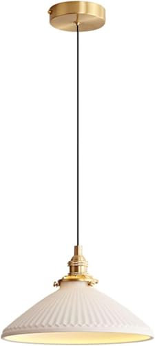 S-Cevada Lampada a Sospensione Vintage Industriale in Ceramica 23cm Lampadario Bianco con Portalampada in Metallo per Camera da Letto Isola Cucina Soggiorno Corridoio Sala da Pranzo