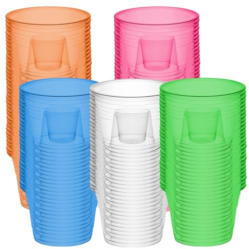 100 Stück Jäger Bomb Shot Becher, Schnapsgläser Plastik 175+25ml, Farbe Shotgläser Stamperl Plastikbecher, Shotgläser Wiederverwendbar Mit Schnapsglas-Einsatz, Spirituosen Plastikbecher für Party Spaß