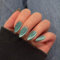 Light Teal Green Cat Eye False Nails, SXVME Glitter Press on Nails Medium Almond, Sparkly Shiny Fake Nails Natural, Cute Bling Stick on Nails for Women Daily Wear, 30 Pcs