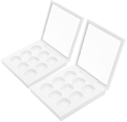 Ipetboom 2stücke Diy Nachfüllbare Augen Makeup Palette Mit Fächern Leere Kunststoff Box Für Lidschatten Blush Highlighter Und Concealer Tragbare Kosmetik Aufbewahrung Für