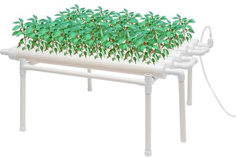 OUKANING Sistema di coltivazione idroponica a 1/3 strati, Indoor Garden Hydroponics Growing System PVC, risparmio d'acqua (tipo B: 1 strato, 54 fori)