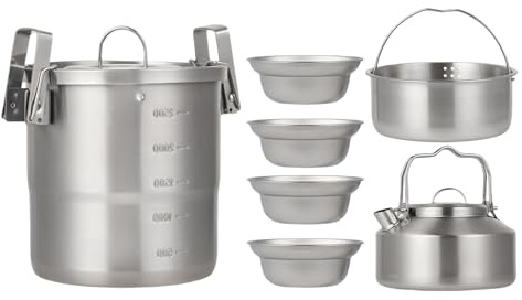 Ensemble de cuisine de randonnée, faitout de camping, kit de survie portable, casserole en acier inoxydable 3L, équipement ultra léger, utilisation de filtrage, pour pelouse, pique-nique, voyage