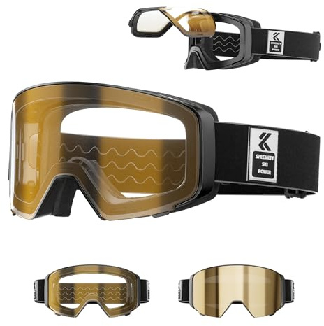 KAPVOE Masque Ski Photochromique Lentille Magnétique à Basculement Anti-Buée UV400 Idéales pour Ski Snowboard Patinage sur Glace Lunette de Ski pour Hommes Femmes Adolescents Casque Compatible