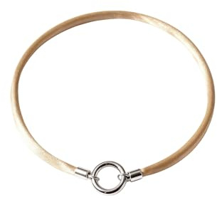 FERALIAH Girocollo 42 cm. Cordino in seta satinata 2,5 mm con anello argento 925 (8mm) · portaciondoli charms, ciondoli· Unisex.-colori del filo-bianco-rosa chiaro-blu cielo-oro-argento, MEDIANO